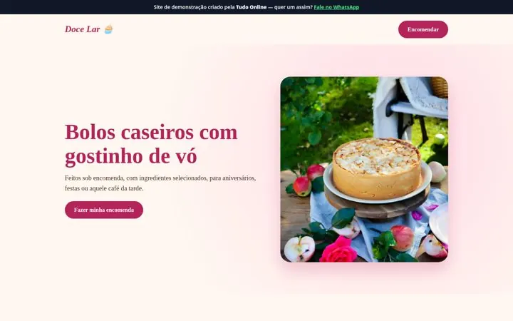 Prévia do site de demonstração Doce Lar Confeitaria