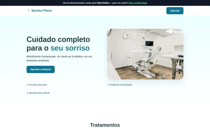 Prévia do site de demonstração Sorriso Pleno